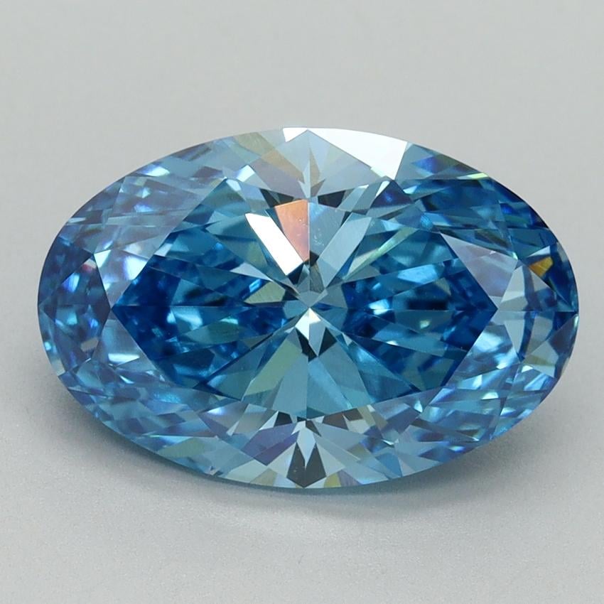 3.60 Ct. Fancy Vivid Blue Oval Lab Grown Diamond