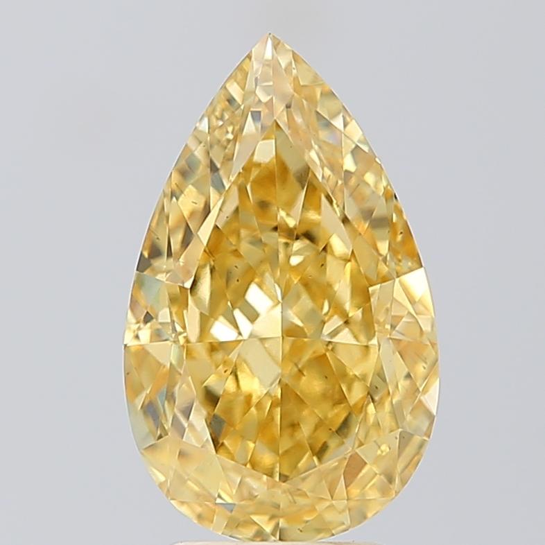 4.06 Ct. Fancy Vivid  Yellow Pear Lab Grown Diamond
