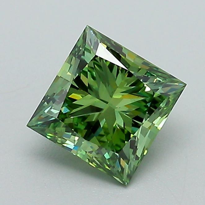 1.06 Ct. Fancy Vivid Green Princess Lab Grown Diamond