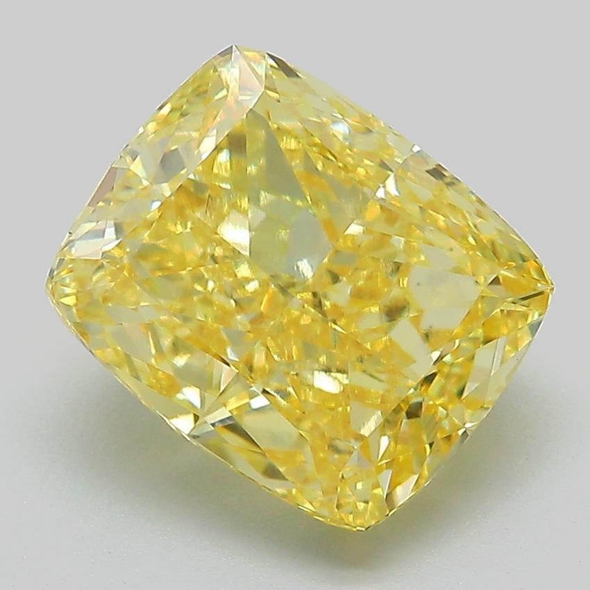 4.67 Ct. Fancy Vivid Yellow Cushion Lab Grown Diamond