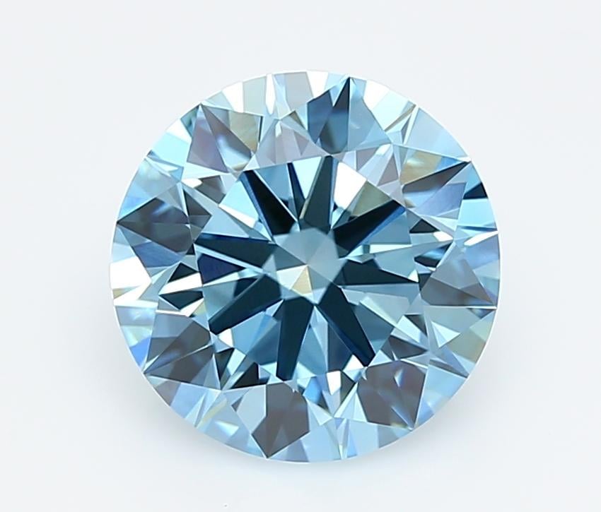 3.07 Ct. Fancy Vivid  Blue Round Lab Grown Diamond