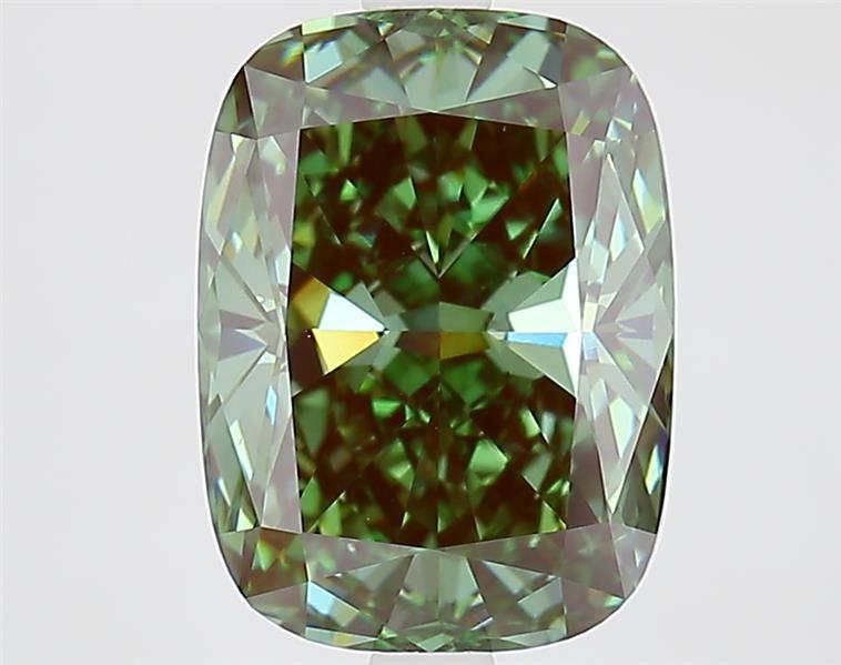 3.51 Ct. Fancy Vivid  Green Cushion Lab Grown Diamond
