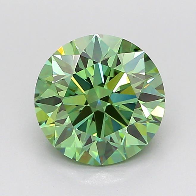 1.59 Ct. Fancy Vivid Green Round Lab Grown Diamond