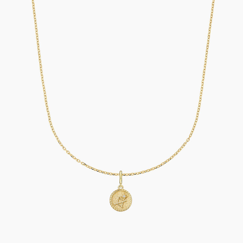 14K Yellow Gold Zodiac Diamond Sagittarius Charm with 16 in. Diamond Cut Cable Chain Necklace