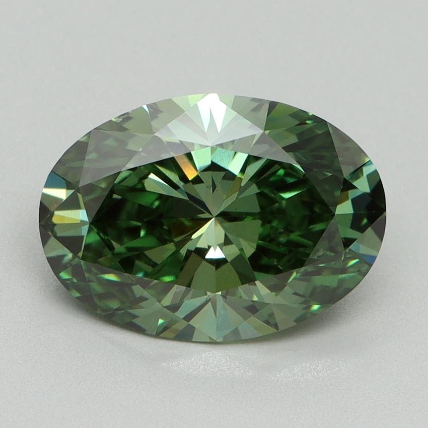 3.05 Ct. Fancy Vivid Green Oval Lab Grown Diamond