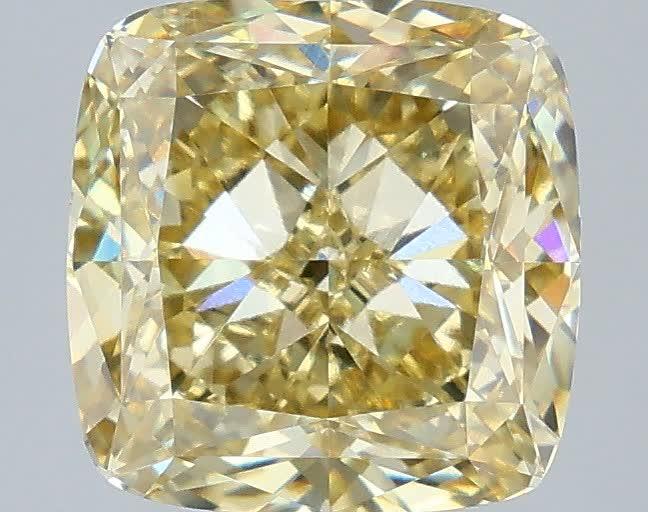 3.09 Ct. Fancy Yellow Cushion Lab Grown Diamond