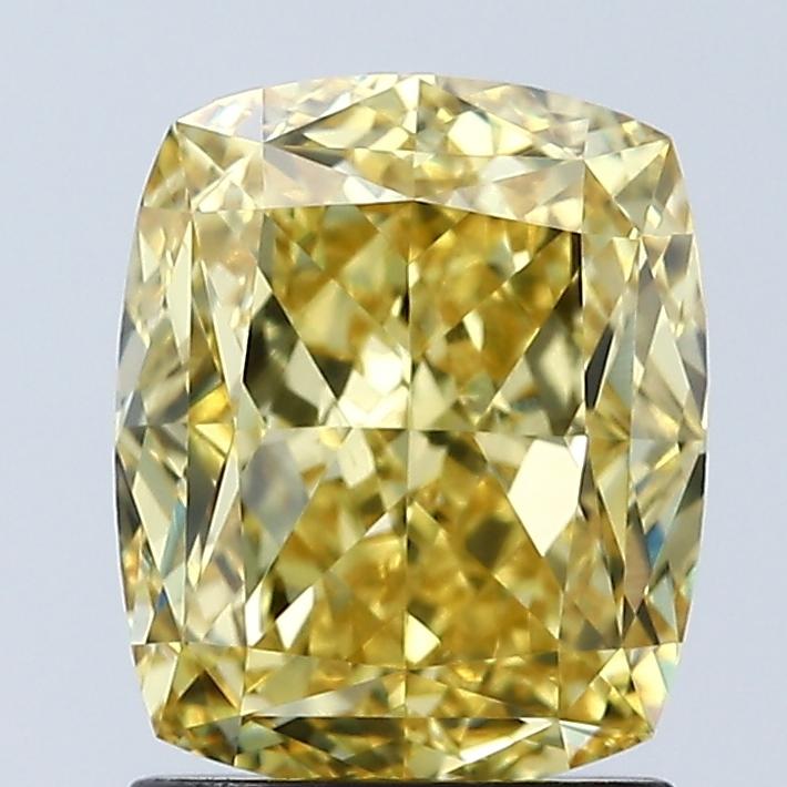 2.04 Ct. Fancy Vivid Yellow Cushion Lab Grown Diamond