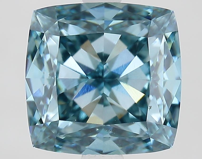 3.39 Ct. Fancy Vivid Blue Cushion Lab Grown Diamond