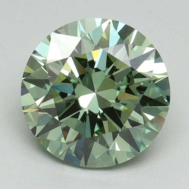 2.01 Ct. Fancy Vivid Green Round Lab Grown Diamond