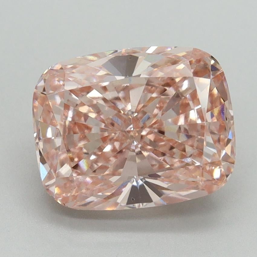 3.15 Ct. Fancy Vivid Pink Cushion Lab Grown Diamond