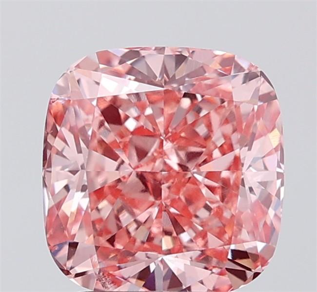 3.11 Ct. Fancy Vivid  Pink Cushion Lab Grown Diamond