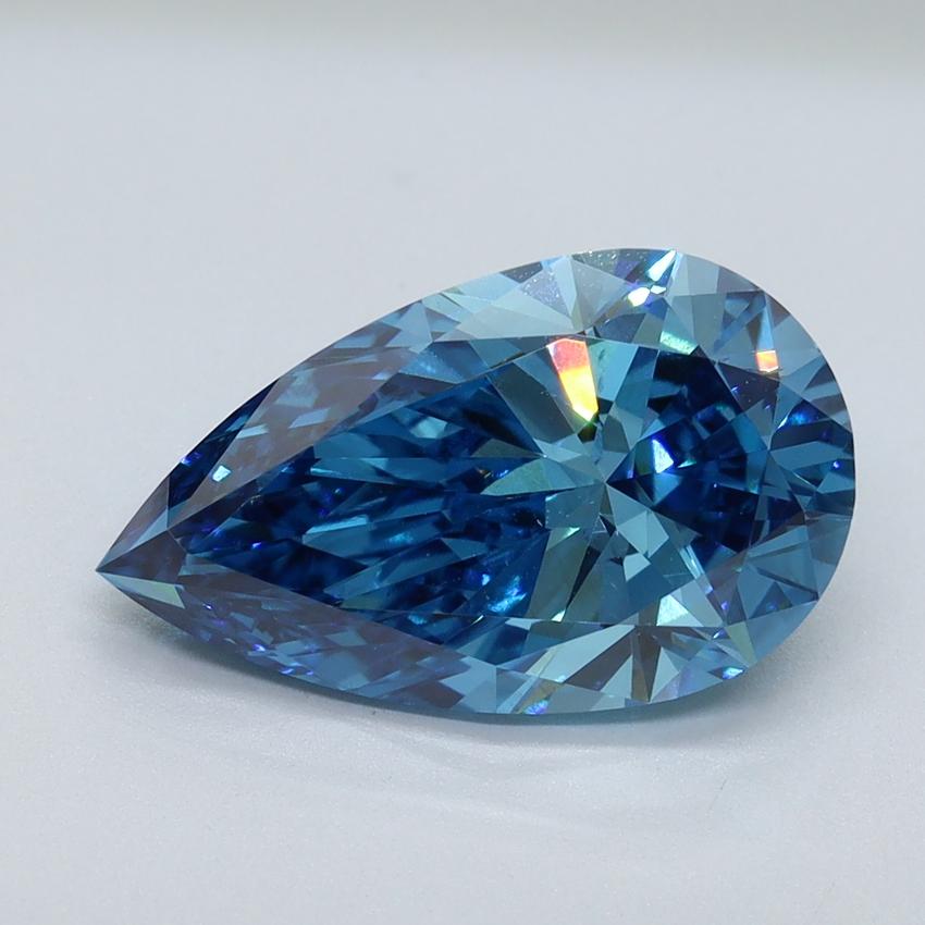 3.15 Ct. Fancy Vivid Malibu Blue Pear Lab Grown Diamond