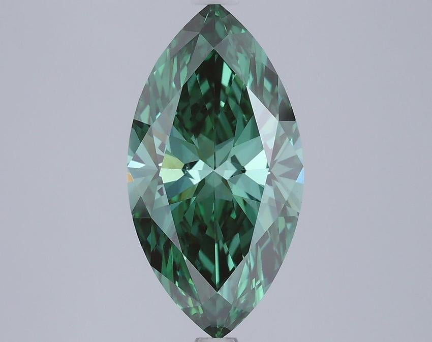 3.07 Ct. Fancy Vivid Green Marquise Lab Grown Diamond