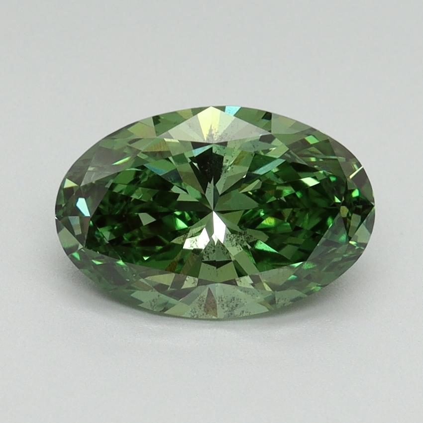2.02 Ct. Fancy Vivid Green Oval Lab Grown Diamond