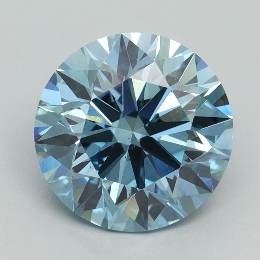 3.08 Ct. Fancy Vivid Blue Round Lab Grown Diamond