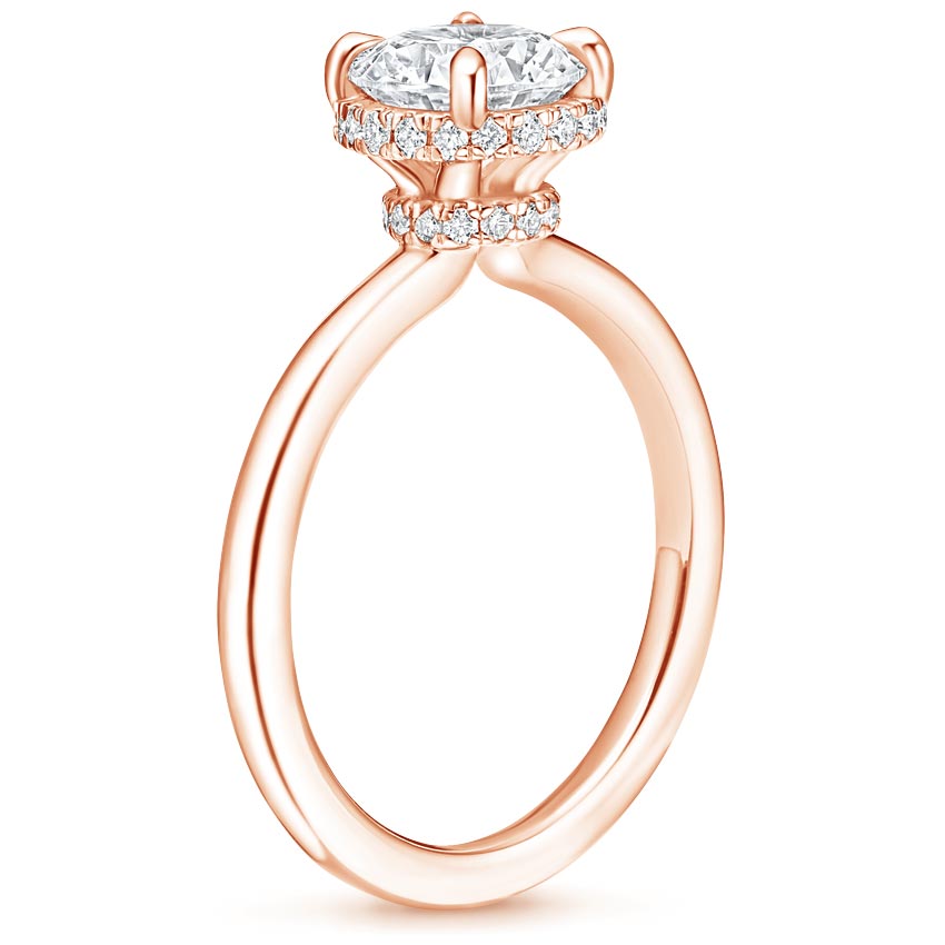 14K Rose Gold Double Hidden Halo Diamond Ring (1/6 ct. tw.), large side view
