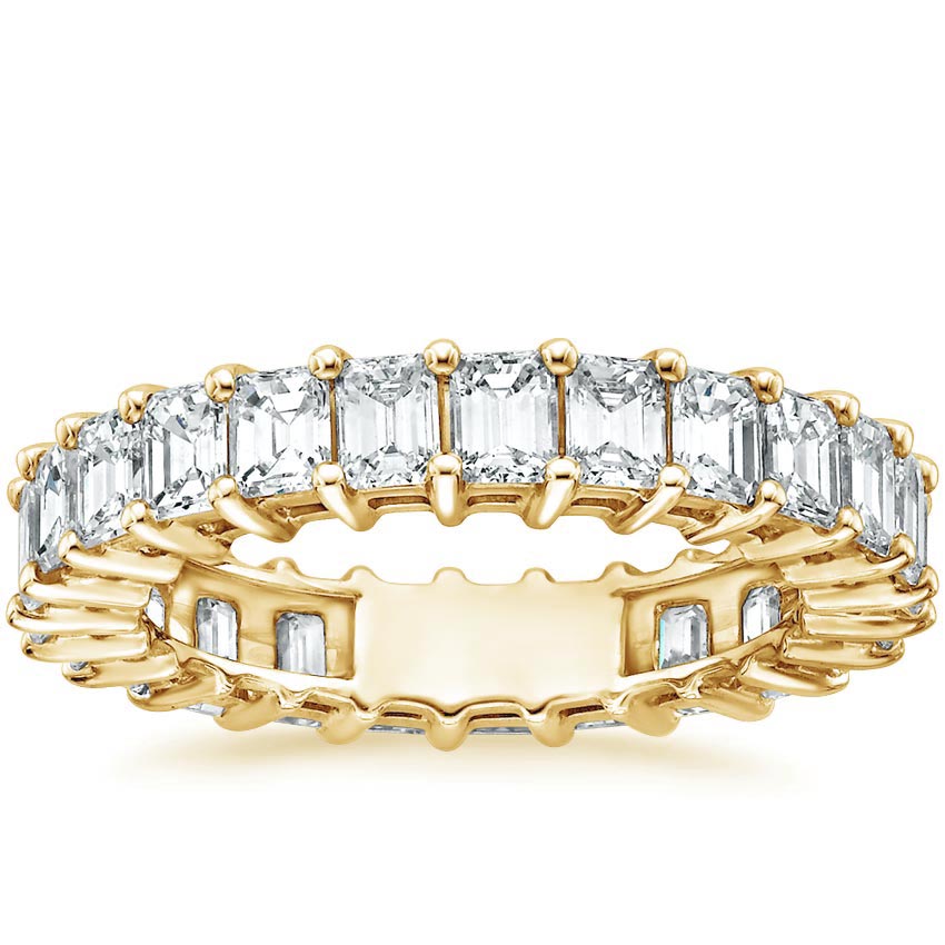 Yellow Gold Emerald Eternity Diamond Ring (3 ct. tw.)