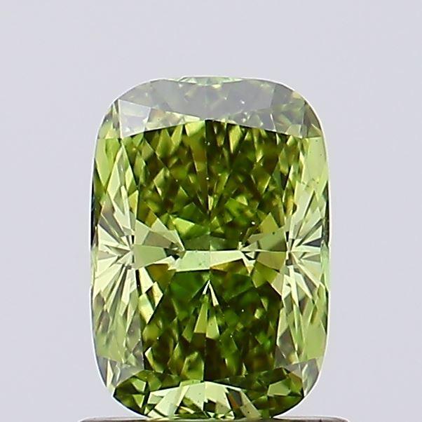 1.00 Ct. Fancy Vivid Green Cushion Lab Grown Diamond