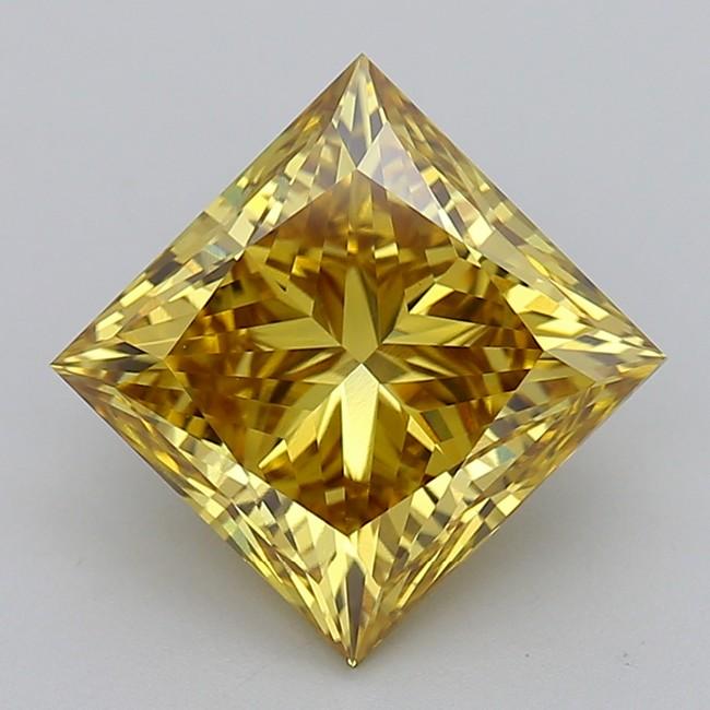 5.01 Ct. Fancy Vivid  Yellow Princess Lab Grown Diamond