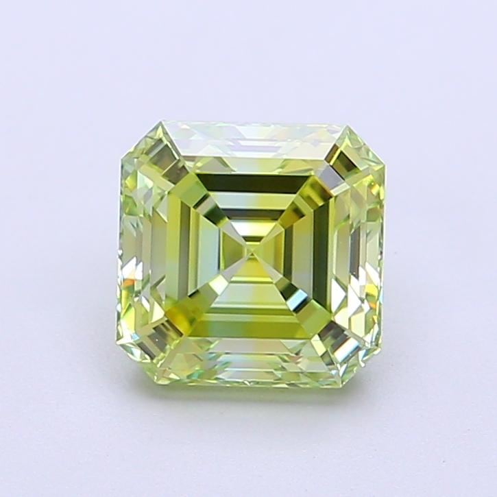 1.66 Ct. Fancy Intense Yellow Green Asscher Lab Grown Diamond