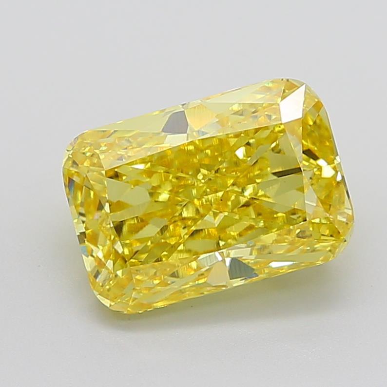 6.08 Ct. Fancy Vivid Yellow Cushion Lab Grown Diamond