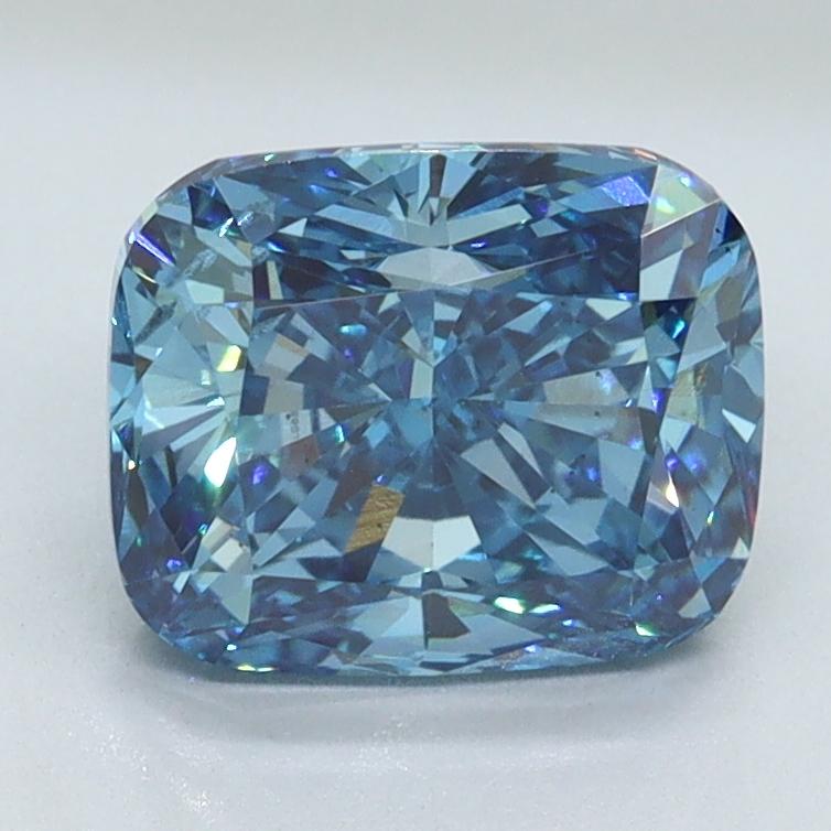 2.01 Ct. Fancy Vivid Malibu Blue Cushion Lab Grown Diamond