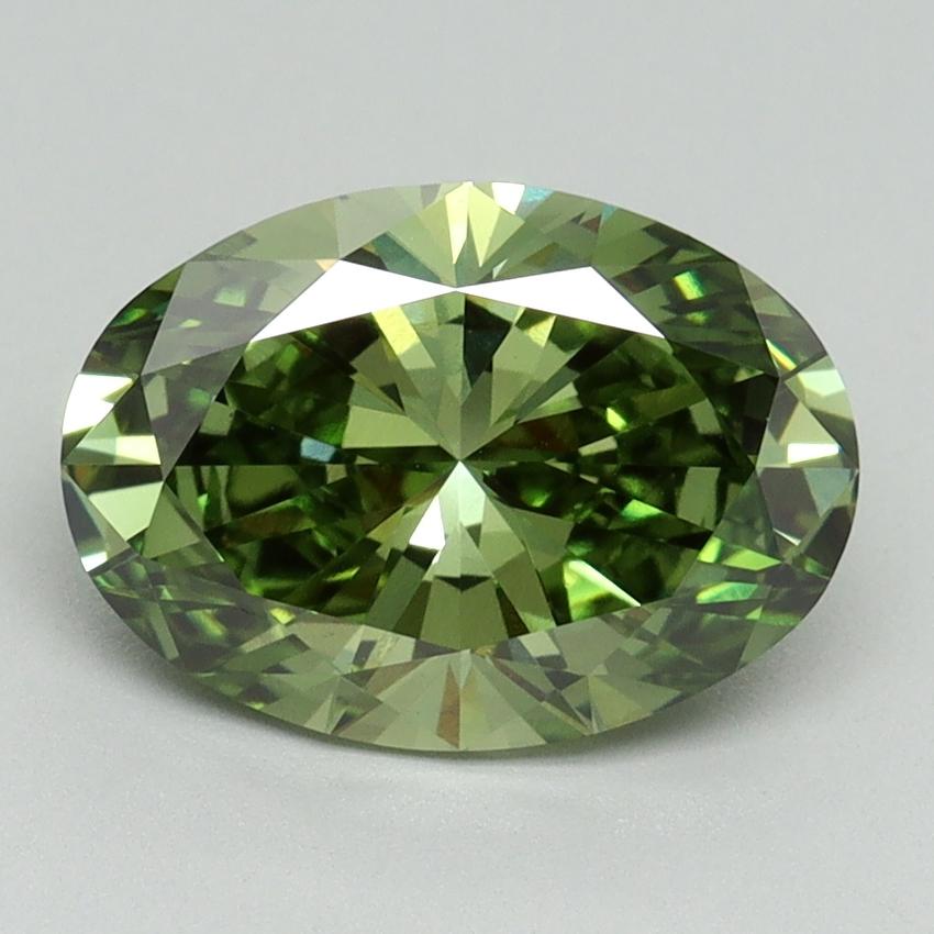 2.29 Ct. Fancy Vivid Green Oval Lab Grown Diamond