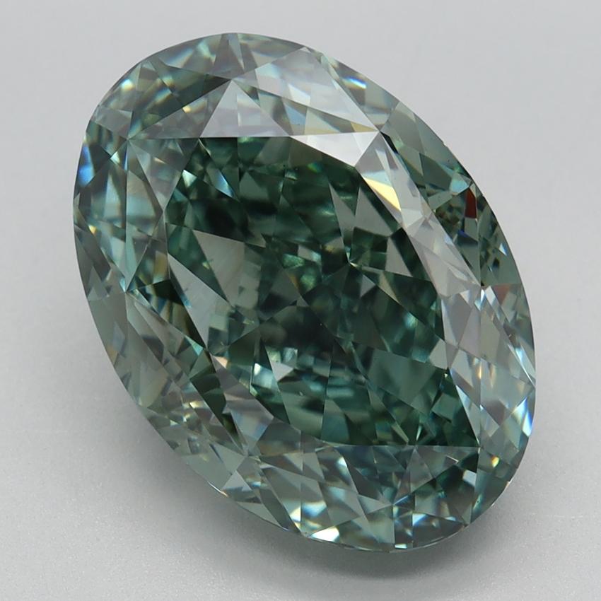 6.02 Ct. Fancy Vivid Green Oval Lab Grown Diamond