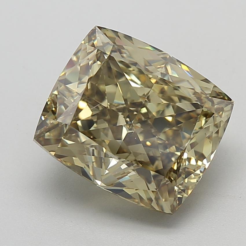 6.57 Ct. Fancy Intense Greyish Yellow Cushion Lab Grown Diamond
