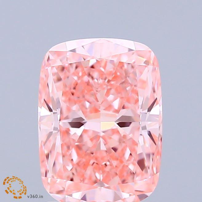 2.18 Ct. Fancy Vivid Pink Cushion Lab Grown Diamond