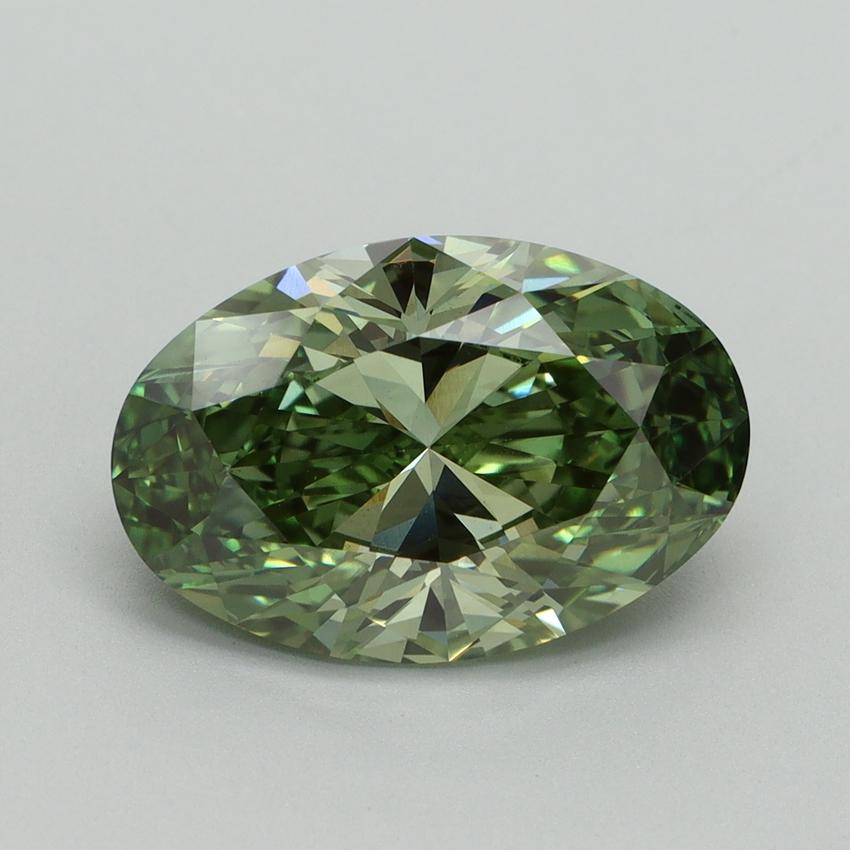 4.02 Ct. Fancy Vivid Green Oval Lab Grown Diamond