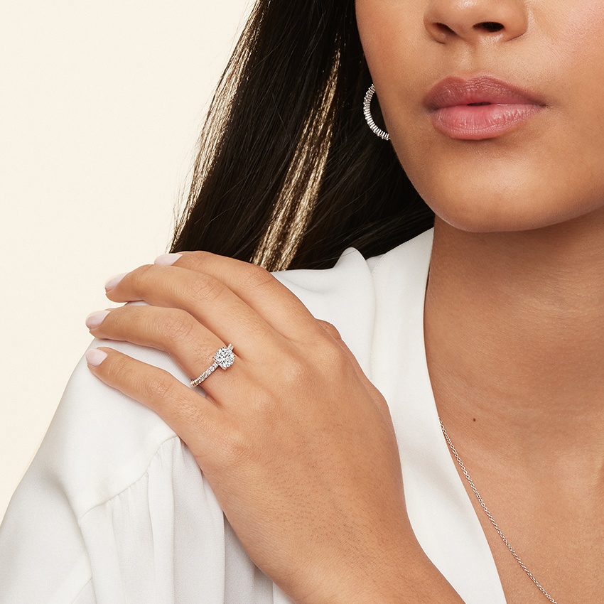 14K Rose Gold Amelie Half Coverage Diamond Ring, large additional view 1