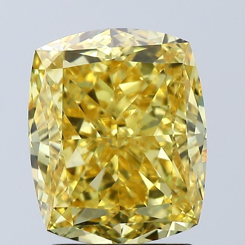 3.05 Ct. Fancy Vivid Yellow Cushion Lab Grown Diamond