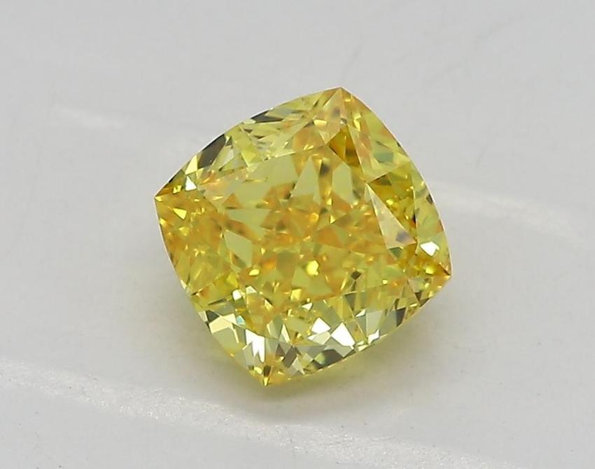 1.03 Ct. Fancy Vivid Yellow Cushion Lab Grown Diamond