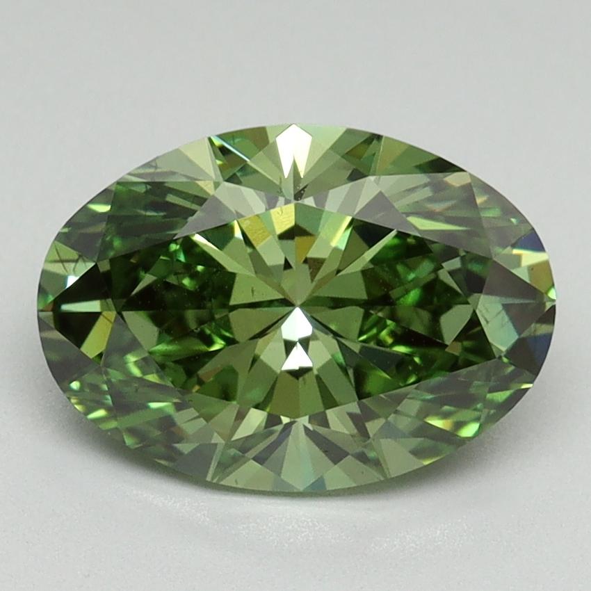 2.19 Ct. Fancy Vivid Green Oval Lab Grown Diamond