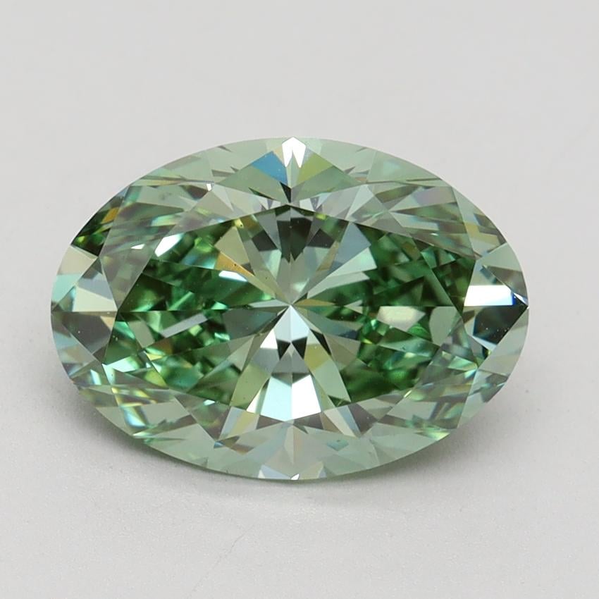 3.01 Ct. Fancy Vivid Green Oval Lab Grown Diamond