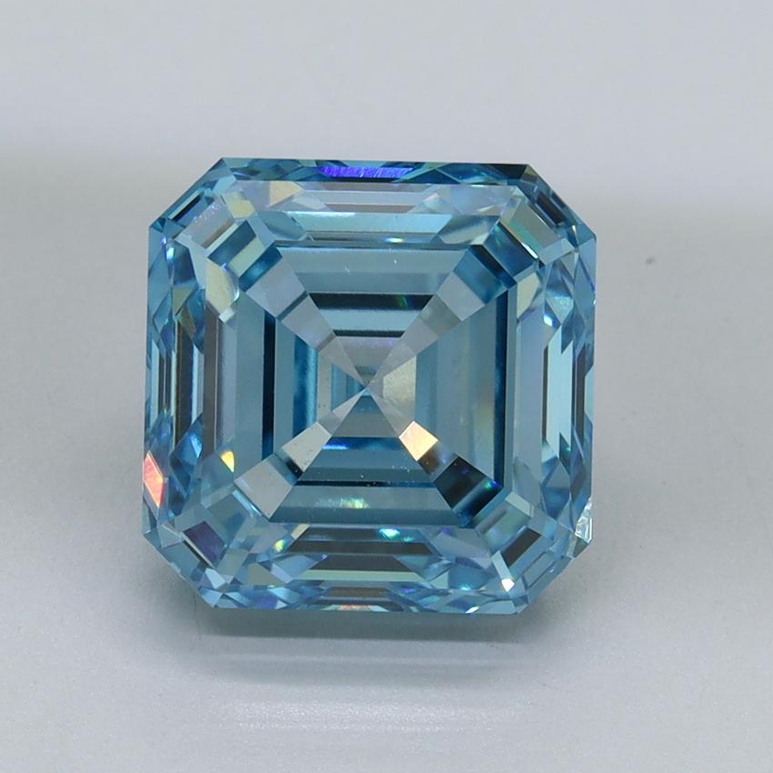 4.00 Ct. Fancy Vivid Malibu Blue Asscher Lab Grown Diamond