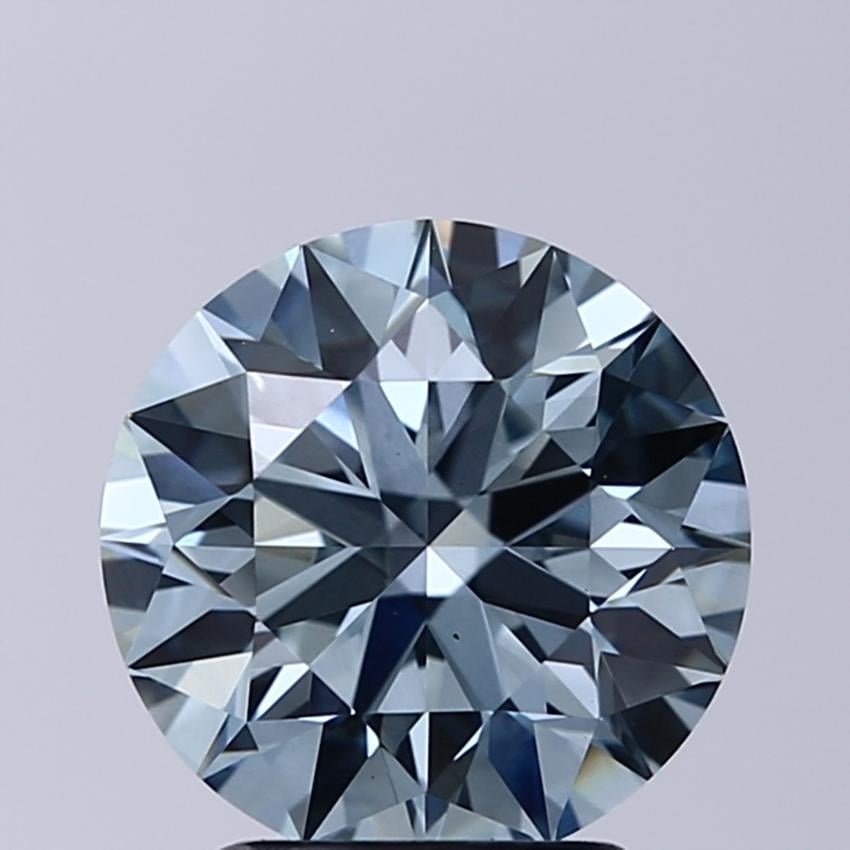 2.70 Ct. Fancy Intense Greenish Blue Round Lab Grown Diamond