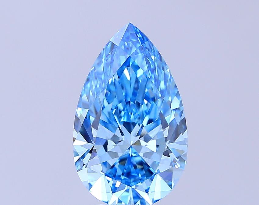 4.04 Ct. Fancy Vivid  Blue Pear Lab Grown Diamond