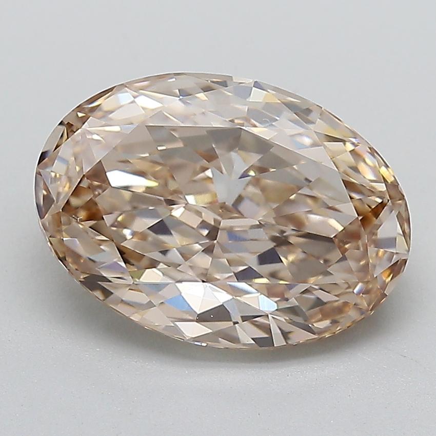 4.04 Ct. Very Light  Brown Oval Lab Grown Diamond