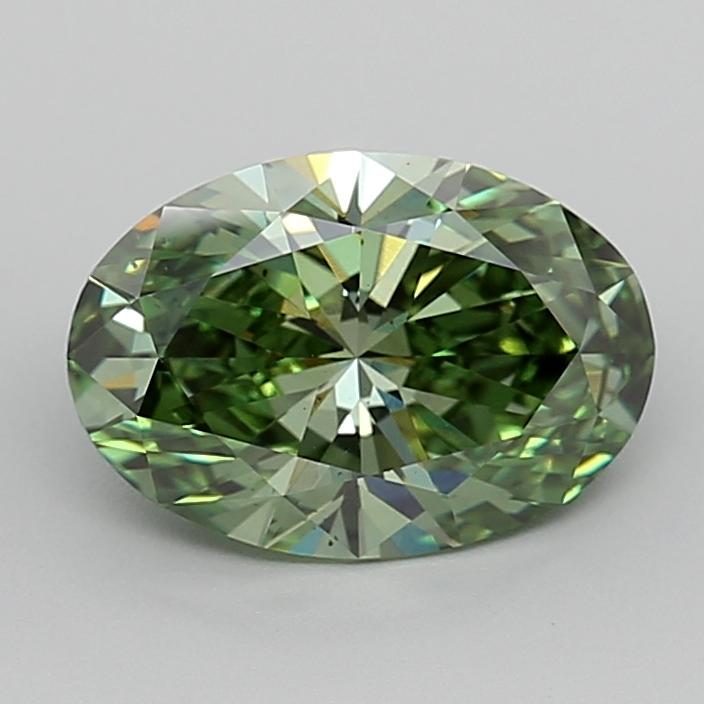2.53 Ct. Fancy Vivid  Green Oval Lab Grown Diamond