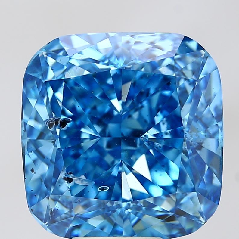 10.01 Ct. Fancy Vivid Blue Cushion Lab Grown Diamond