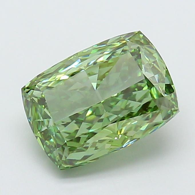 4.55 Ct. Fancy Vivid Green Cushion Lab Grown Diamond