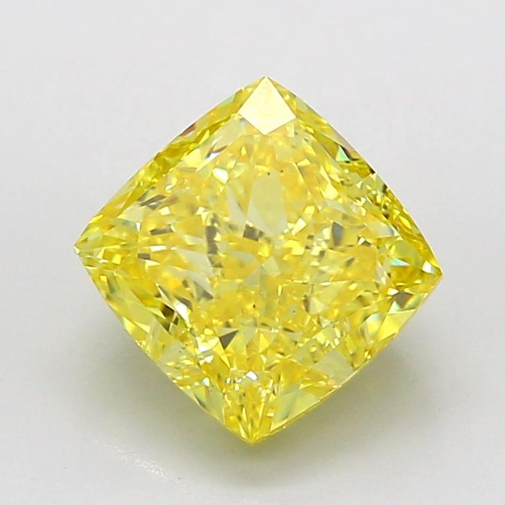 3.02 Ct. Fancy Vivid  Yellow Cushion Lab Grown Diamond