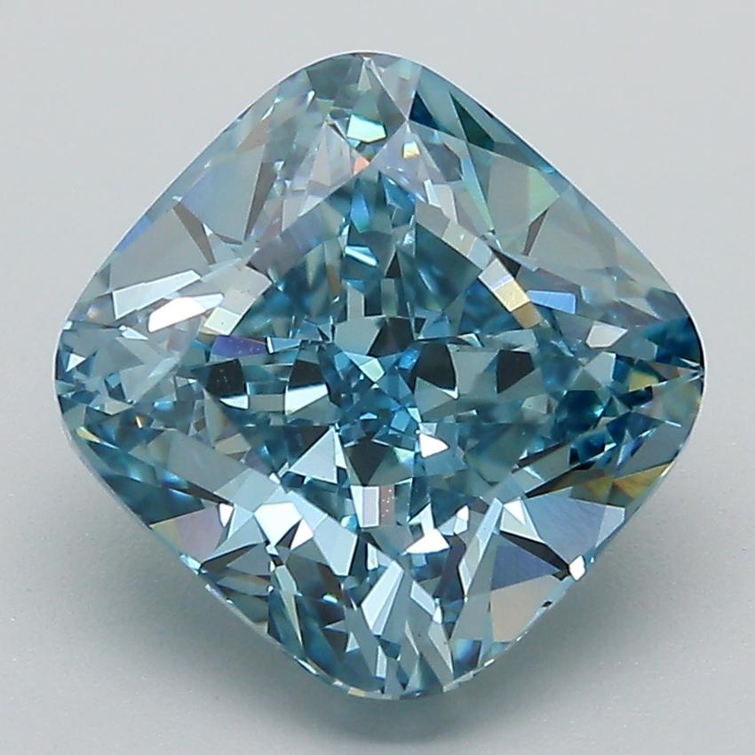 4.29 Ct. Fancy Vivid Blue Cushion Lab Grown Diamond