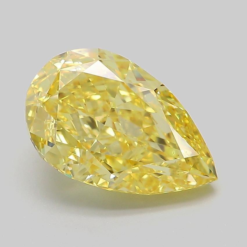 4.07 Ct. Fancy Vivid Yellow Pear Lab Grown Diamond
