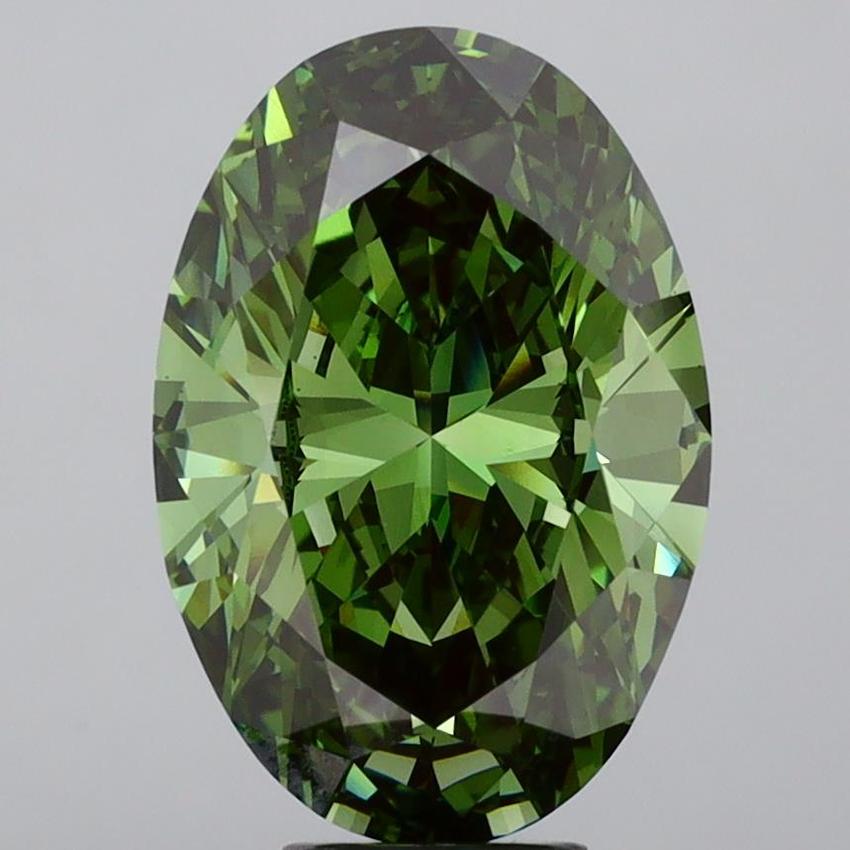 9.60 Ct. Fancy Vivid Green Oval Lab Grown Diamond