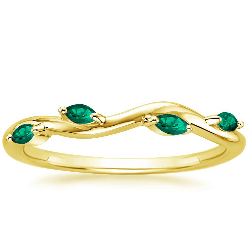 Winding Willow Lab Created Emerald Ring in 18K Yellow Gold