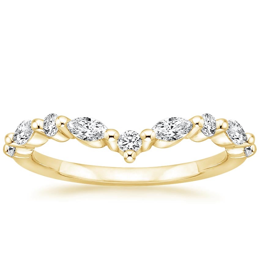 18K Yellow Gold Curved Versailles Diamond Ring, large top view