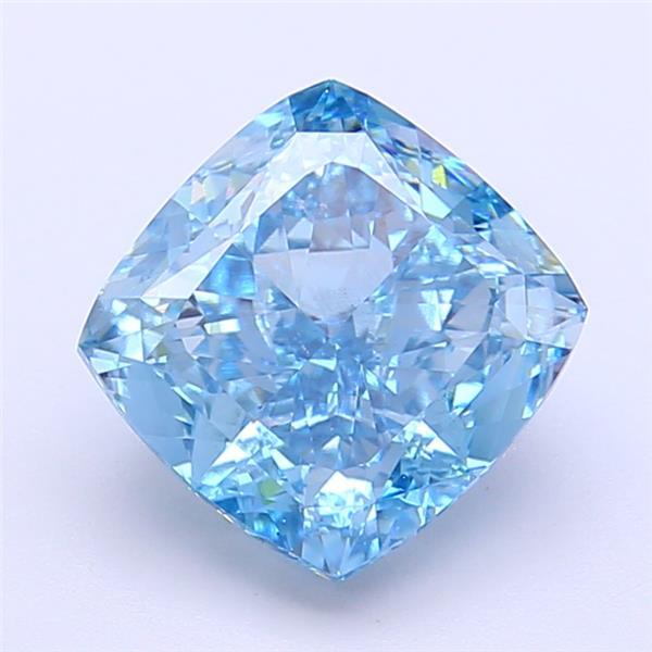3.07 Ct. Fancy Vivid Blue Cushion Lab Grown Diamond